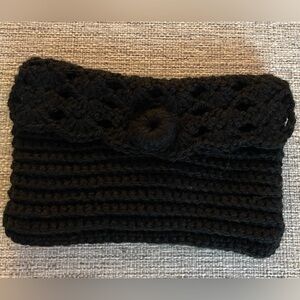 Black Crochet Clutch Bag